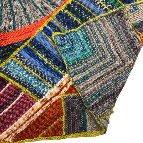 Handmade Wool Knit Lap Blanket Throw 36”x36”Patchwork Boho Decor Artisan - Picture 2 of 8